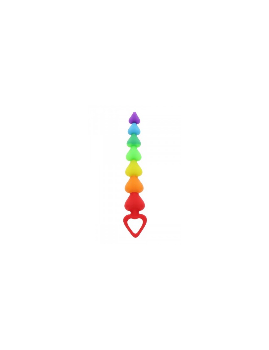 Stimulateur anal Rainbow Heart Beads - Toyjoy
