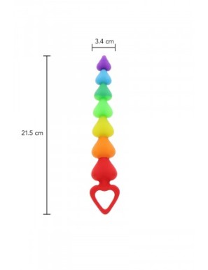 Stimulateur anal Rainbow Heart Beads - Toyjoy
