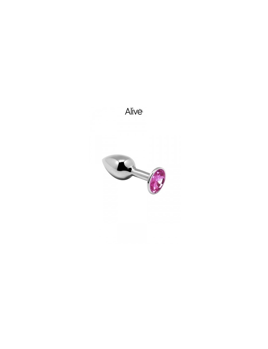 Plug métal bijou rose M - Alive