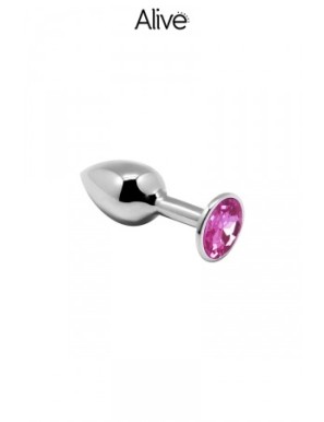 Plug métal bijou rose S - Alive