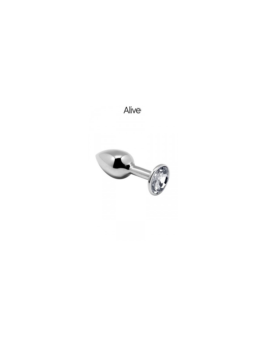 Plug métal bijou transparent L - Alive