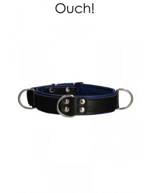 Collier Bondage Deluxe bleu et noir - Ouch!
