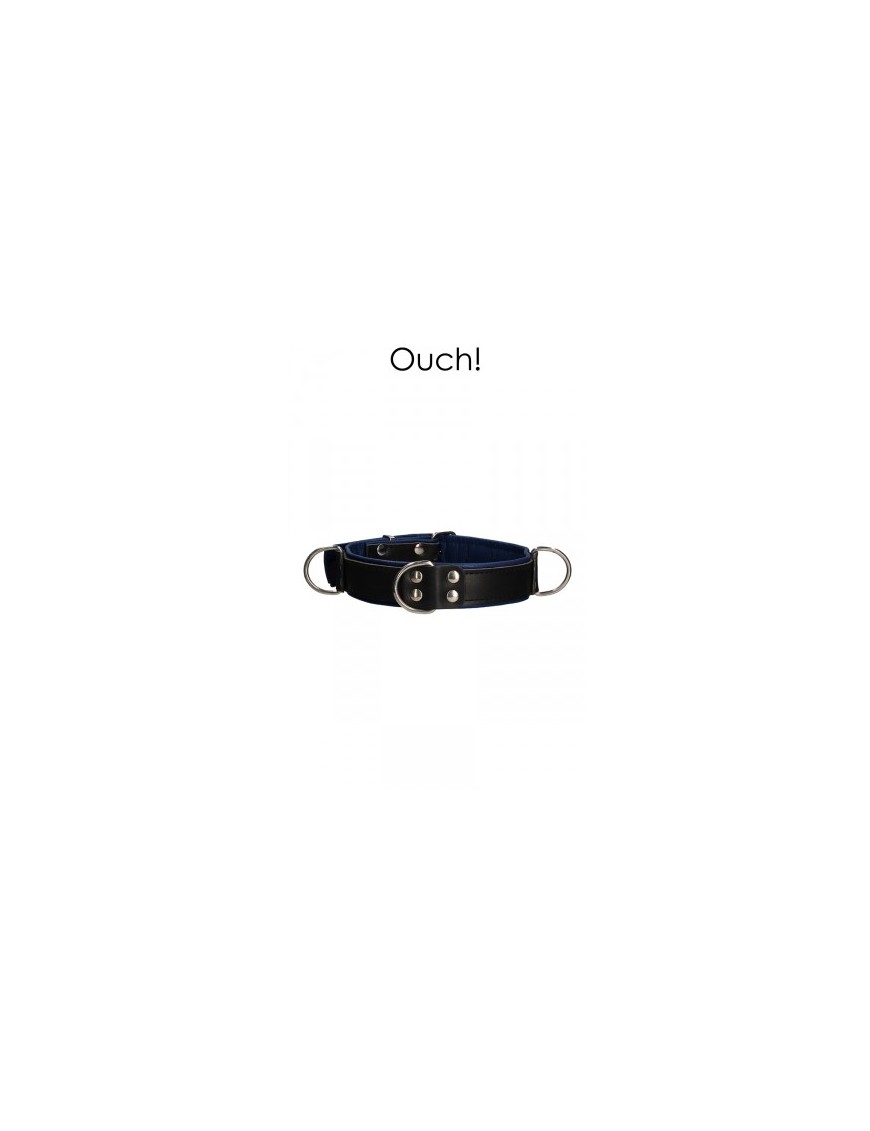 Collier Bondage Deluxe bleu et noir - Ouch!