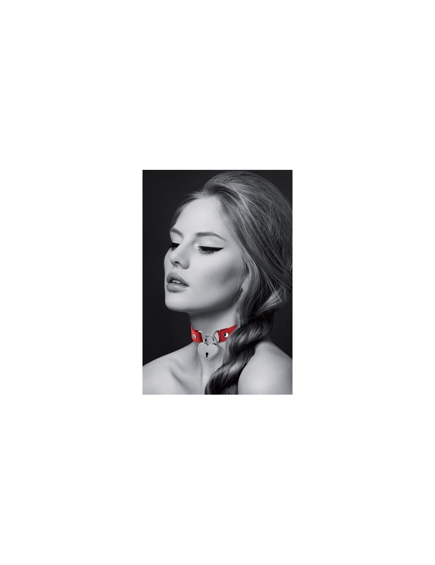 Collier rouge cadenas coeur - Bijoux Pour Toi