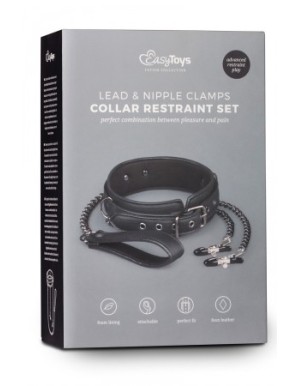 Collier cuir avec chaînes de seins - Easytoys Fetish Collection