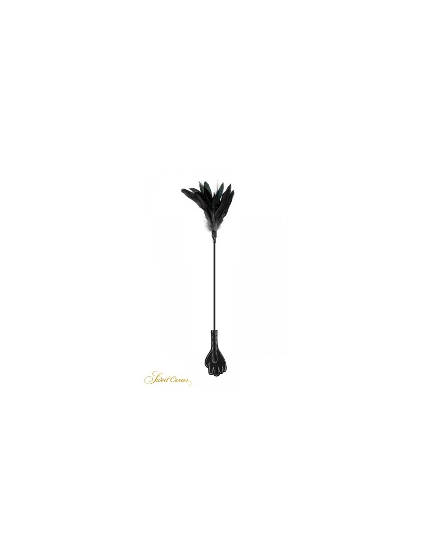 Mini cravache main avec plumes noires - Sweet Caress