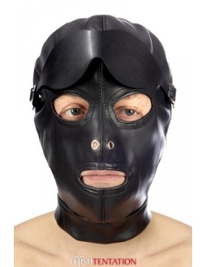 Cagoule simili cuir avec bandeau amovible - Fetish Tentation