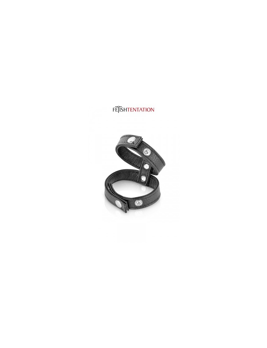 Double cockring simili cuir - Fetish Tentation