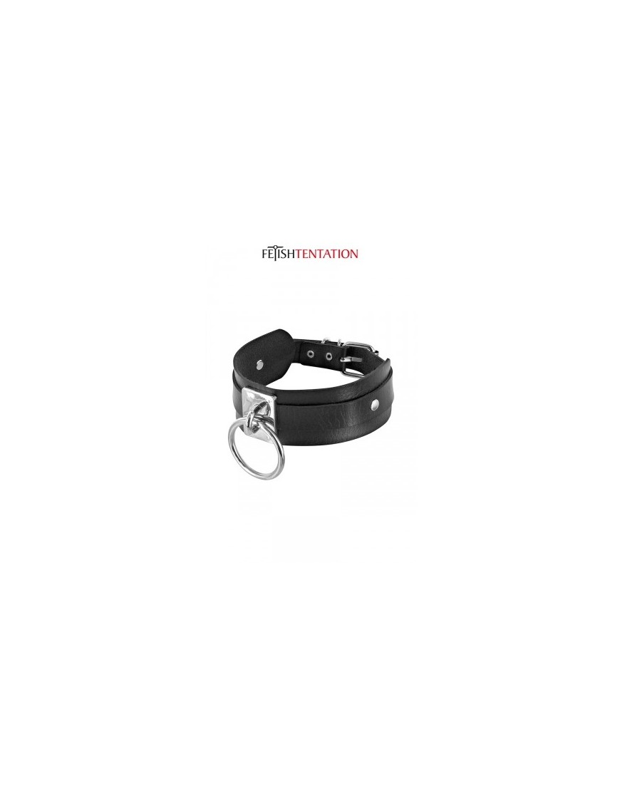 Collier BDSM large avec anneau - Fetish Tentation