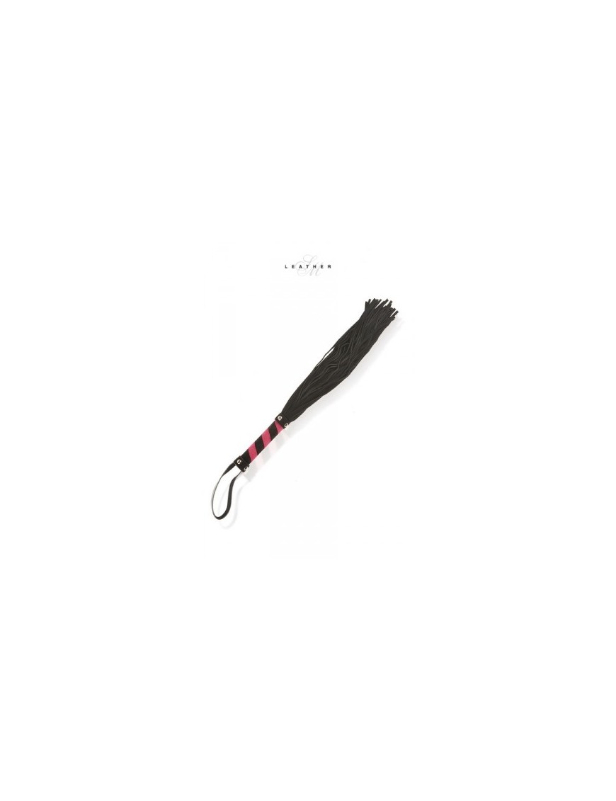 Martinet en cuir noir et rose