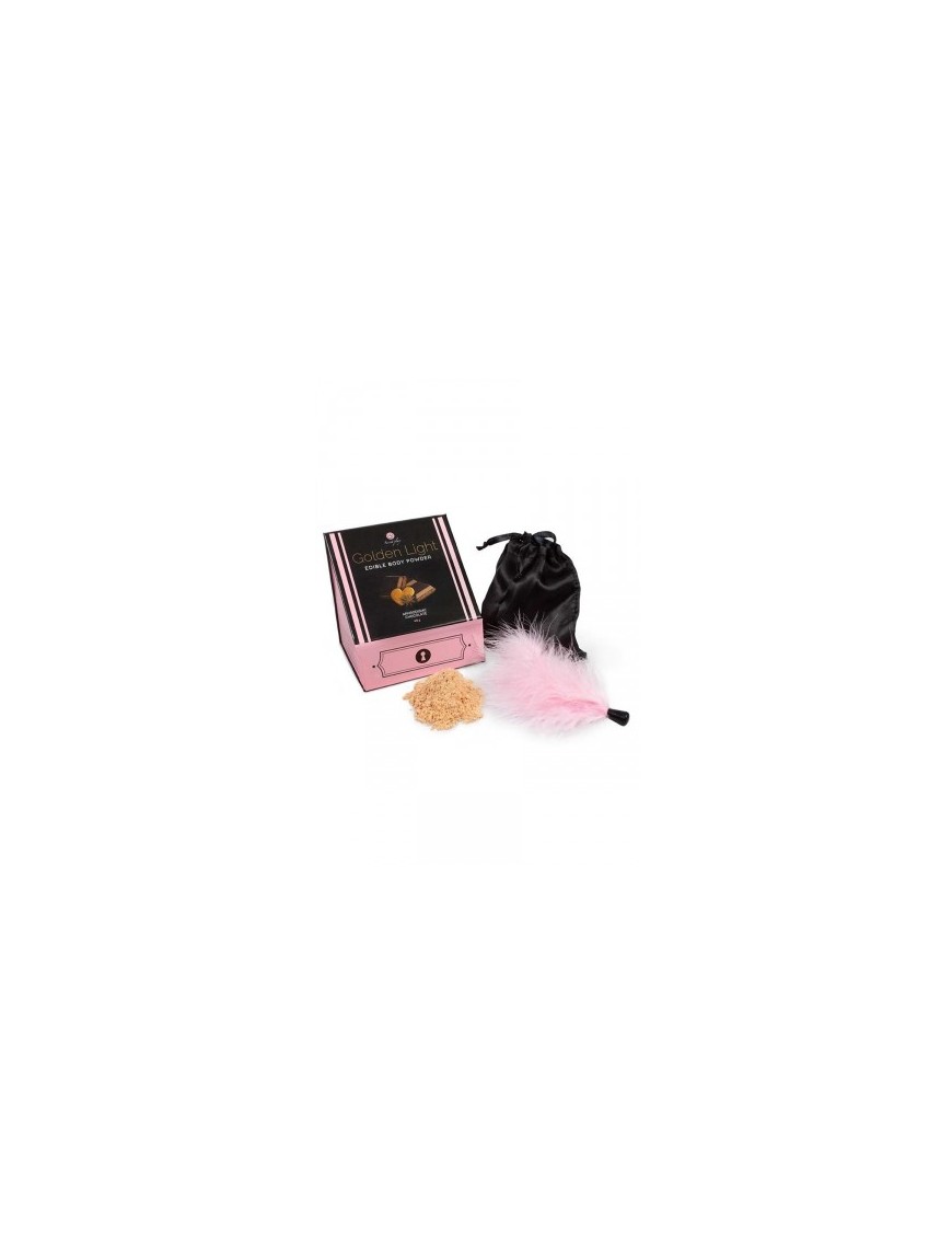 Kit poudre comestible chocolat aphrodisiaque et plumeau - Secret Play